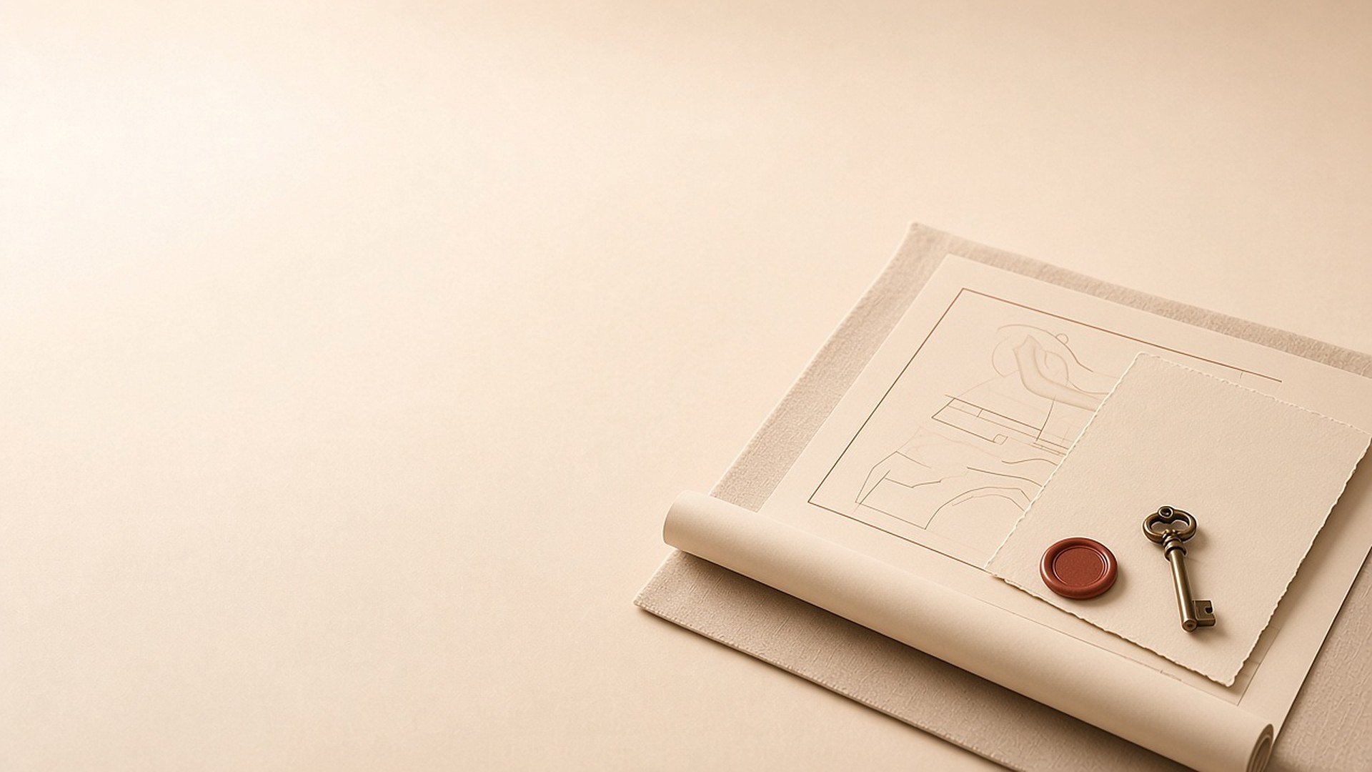 Lease title document and land survey plan on a cream desk